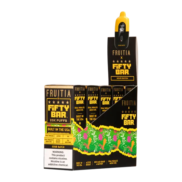 BUY 1 GET 1 FREE Sour Punch FRUITIA X Fifty Bar 20K | Vape Amazon India Fruitia