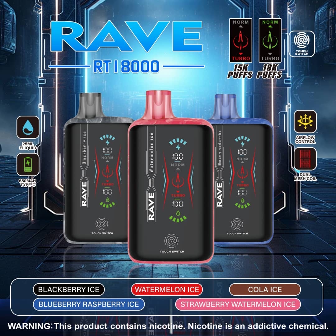 RaveBar 18000 puffs | 50mg Disposable | LED Screen