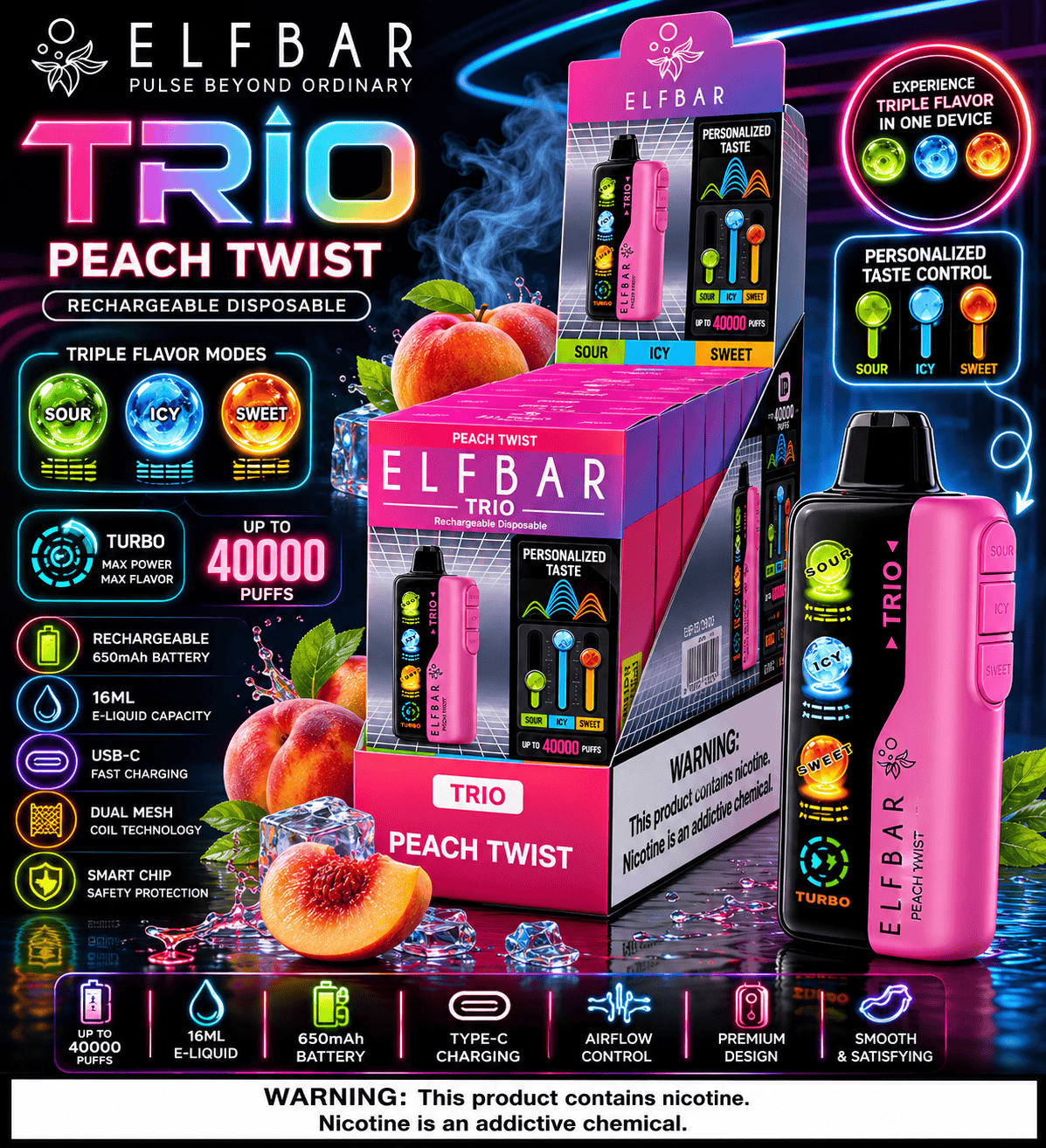 Elfbar Trio Disposable Vape - 40000 Puffs | Vape Mash India