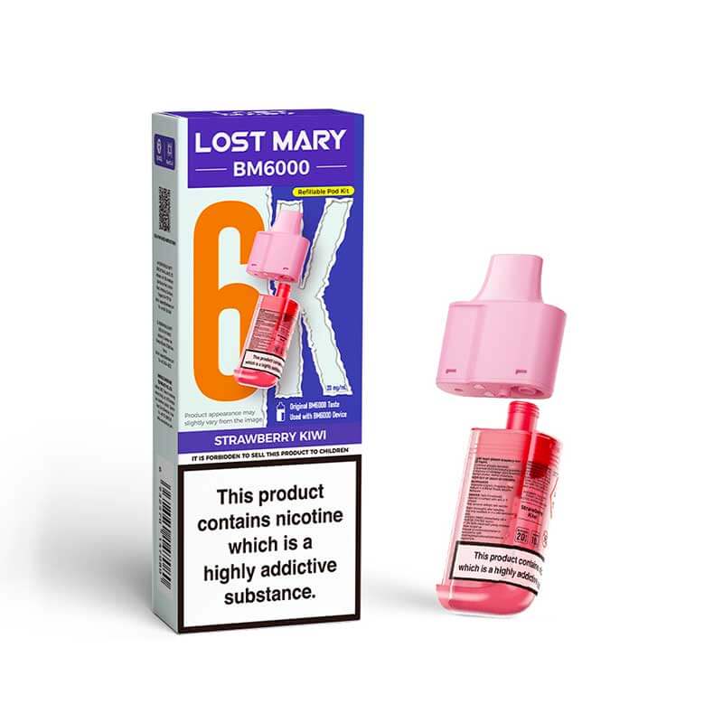 Lost Mary BM6000 Strawberry Kiwi Prefilled Vape Pods - 20mg