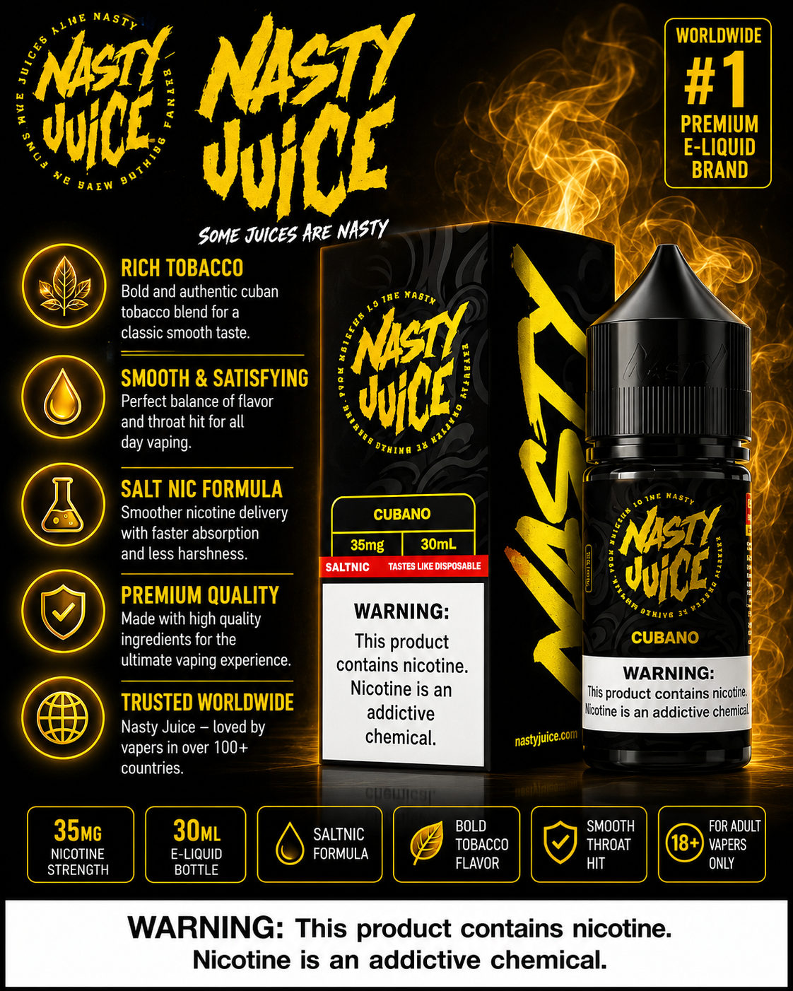 Nasty Juice Cubano Nic Salt 30ML | 50MG | Vape Mash India