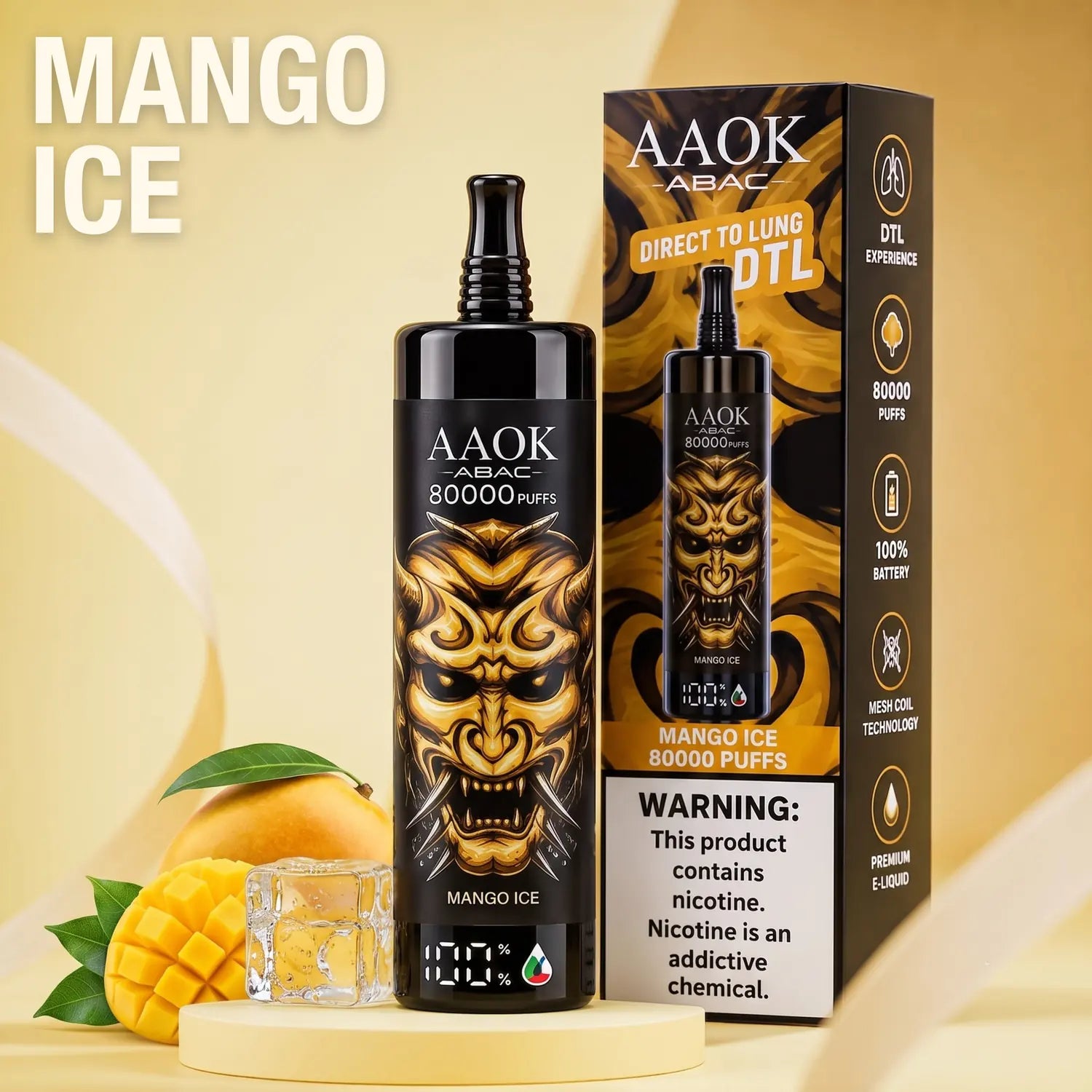 AAOK AK80000 disposable vape - Mango Ice flavour