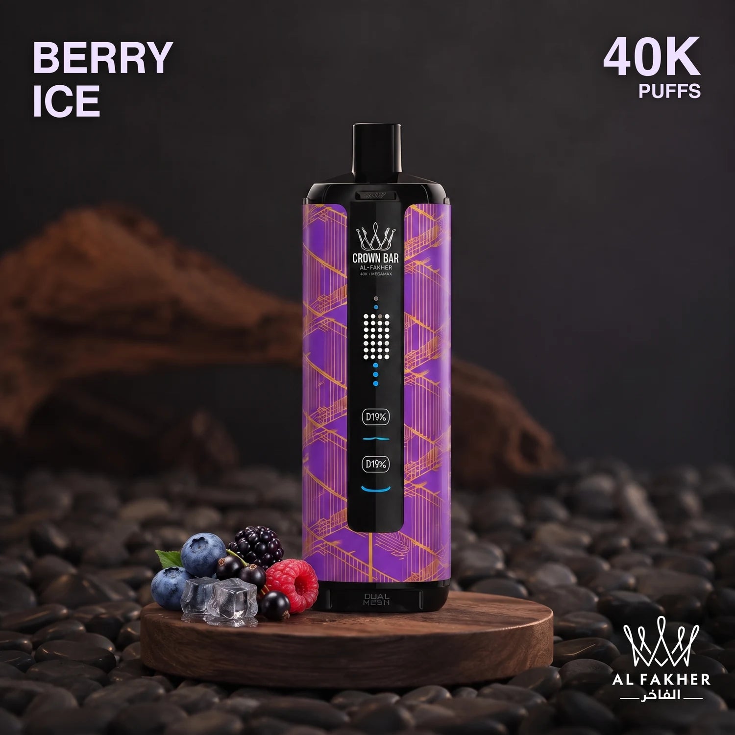 Al Fakher Crown Bar MegaMax 40K disposable vape - Berry Ice flavour