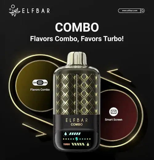 Elfbar Combo 25K Disposable Vape – 25,000 Puffs Rechargeable Dual & Triple Flavour Vape with Smart Display, Mesh Coil & Dual Modes