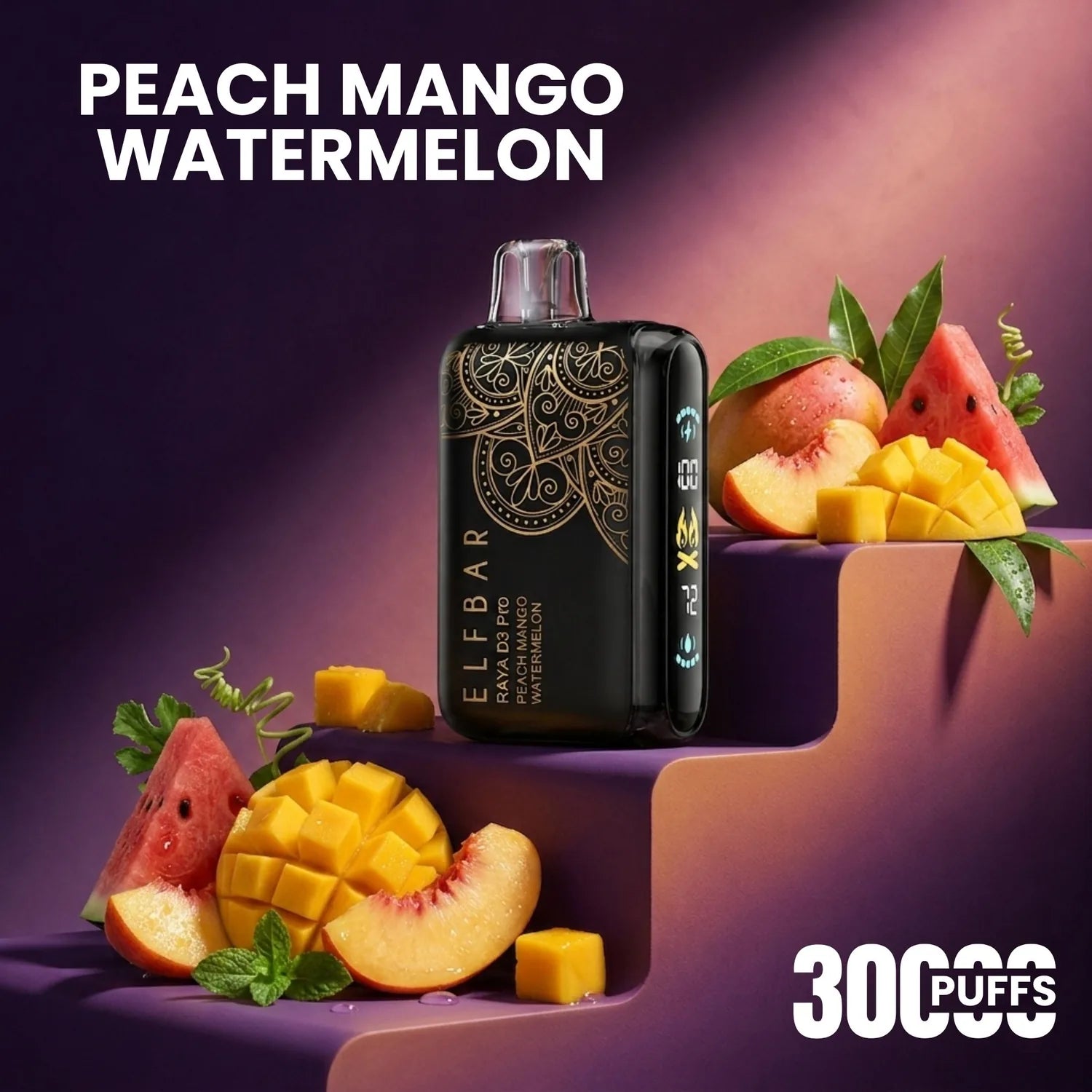 Elfbar D3 Pro - 30000 disposable vape - Peach Mango Watermelon flavour