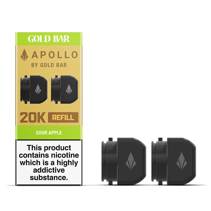 Gold Bar Apollo Sour Apple Prefilled Vape Pods 20mg - 2 Pods