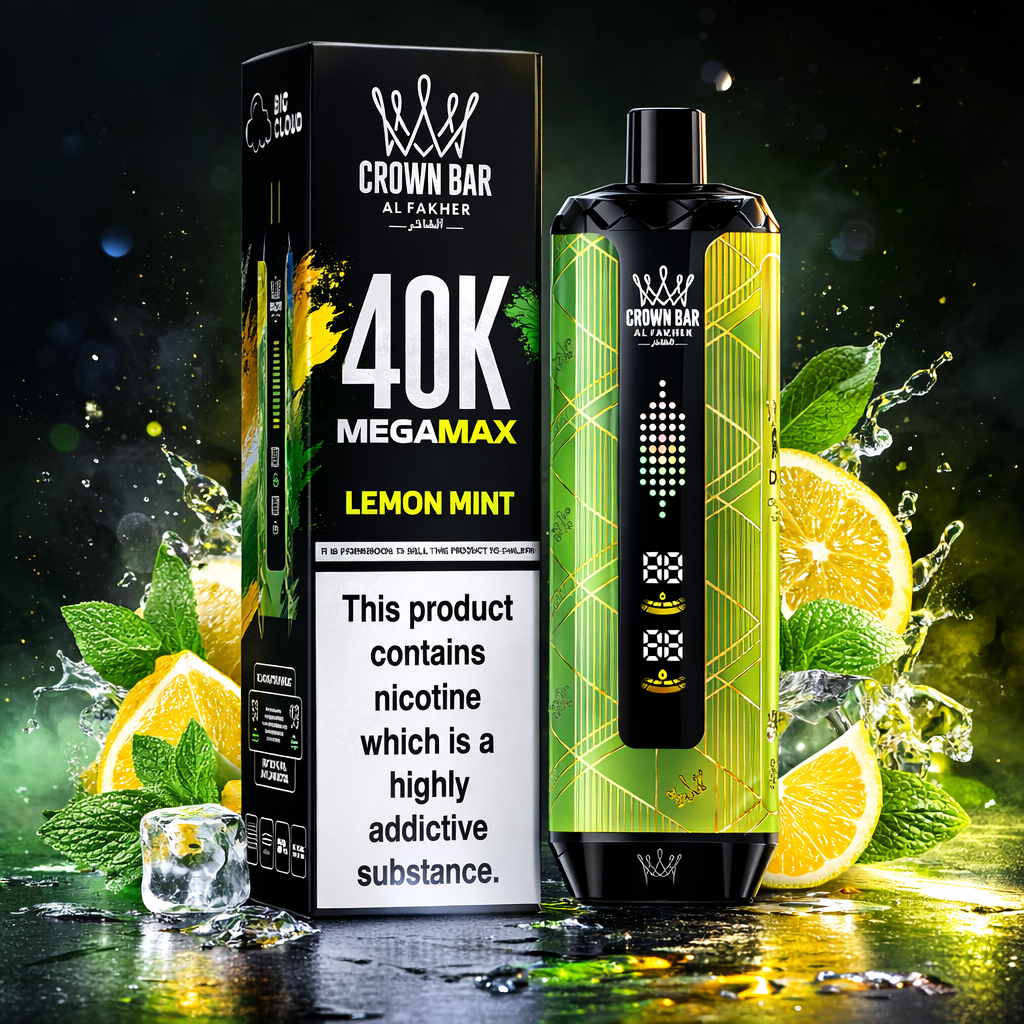 Al Fakher Crown Bar MegaMax 40K V2.0 Disposable Vape – 40,000 Puffs Rechargeable Shisha Vape with Dual Mesh Coil & LED Display