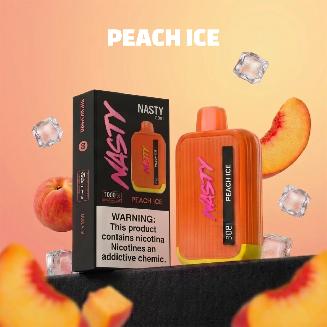 Nasty Bar - 8500 disposable vape - Peach Ice flavour