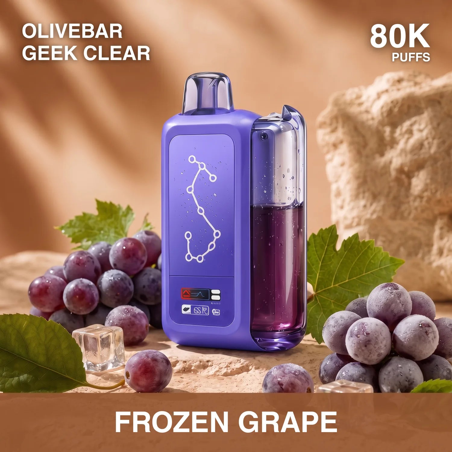 Olivebar Geek Clear 80000 disposable vape - Frozen Grape flavour