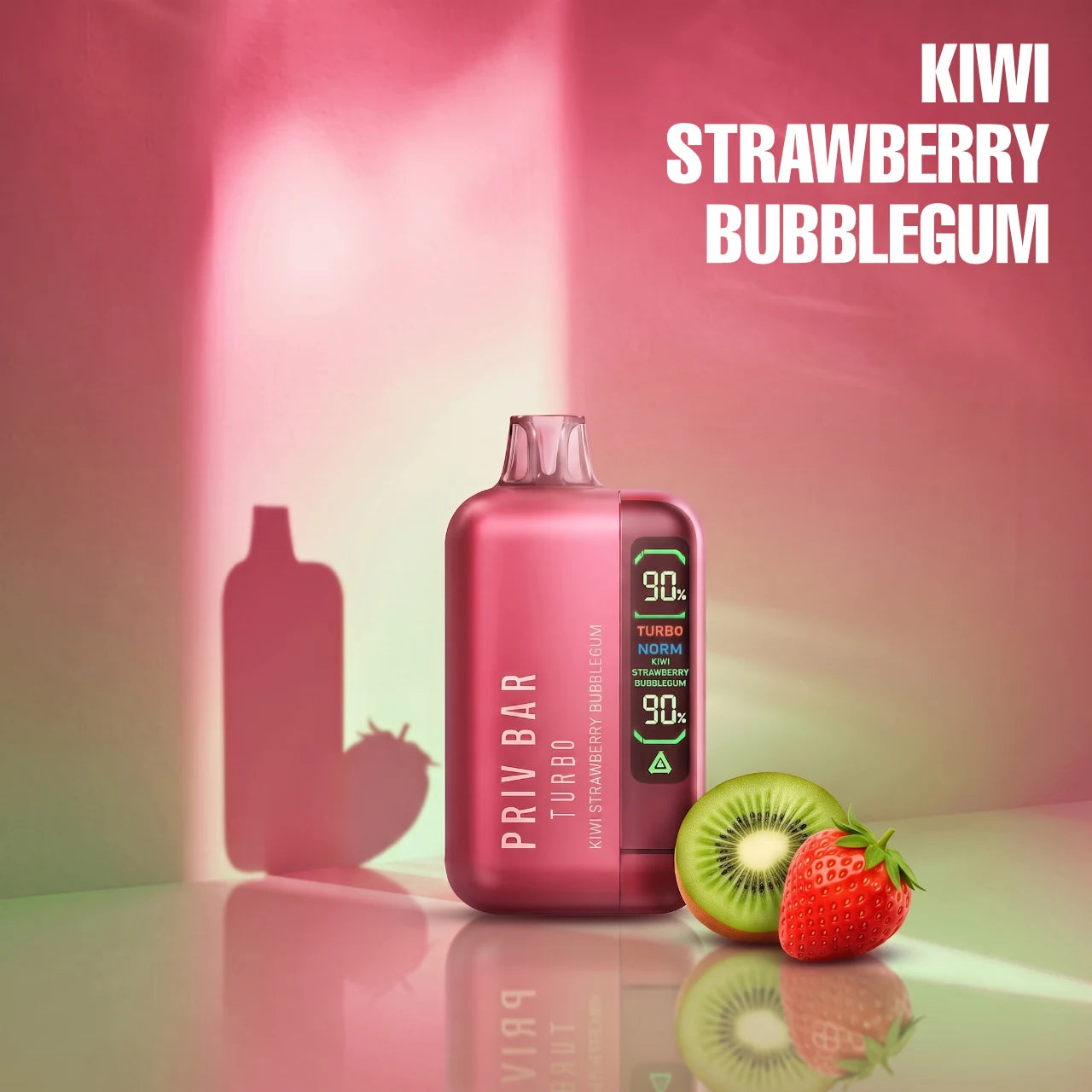 PRIV BAR TURBO – 15000 disposable vape - Kiwi Bubble Gum Strawberry flavour